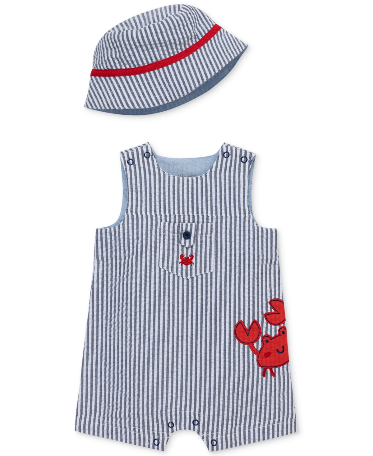 Shop Little Me Baby Boys 2-pc. Cotton Sunsuit & Bucket Hat Set