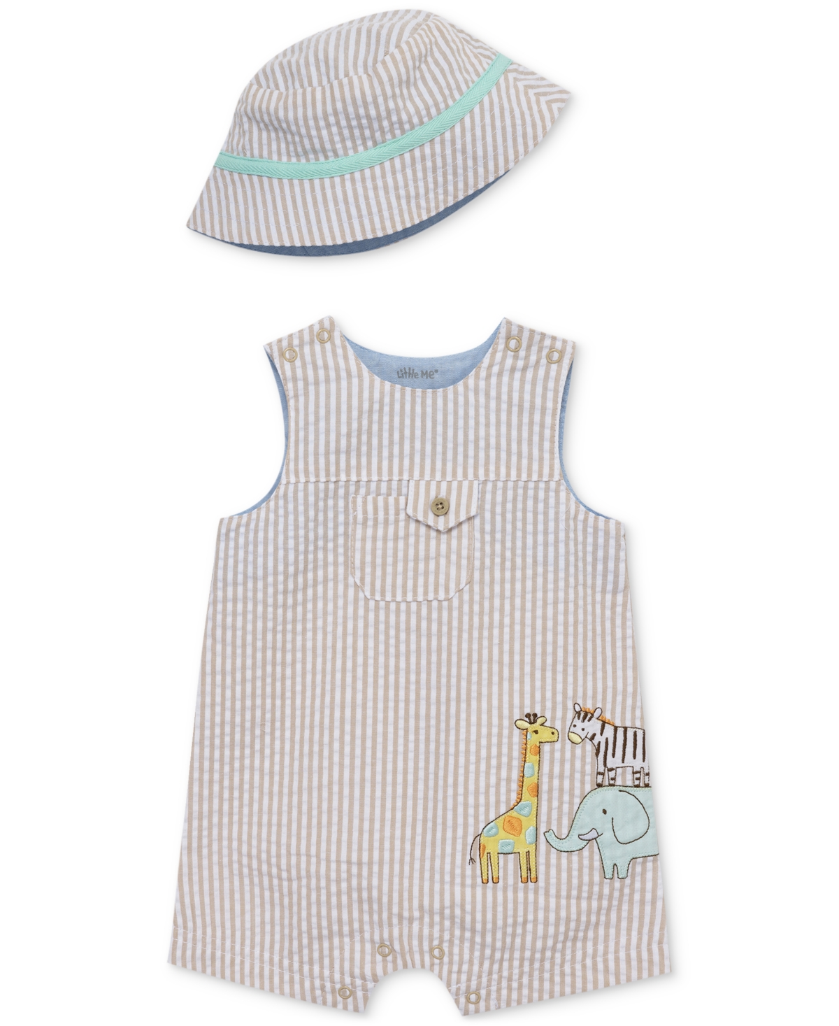 Shop Little Me Baby Boys 2-pc. Cotton Sunsuit & Bucket Hat Set