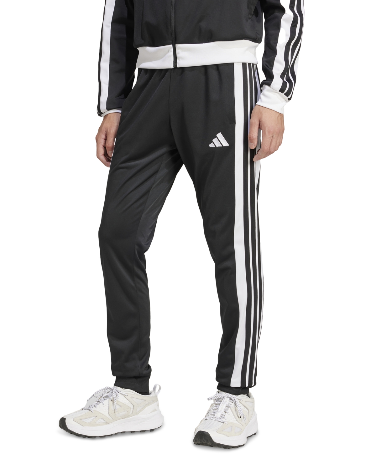 Adidas Originals Men's Regular-fit 3-stripes Colorblocked Tricot Track Pants In Black