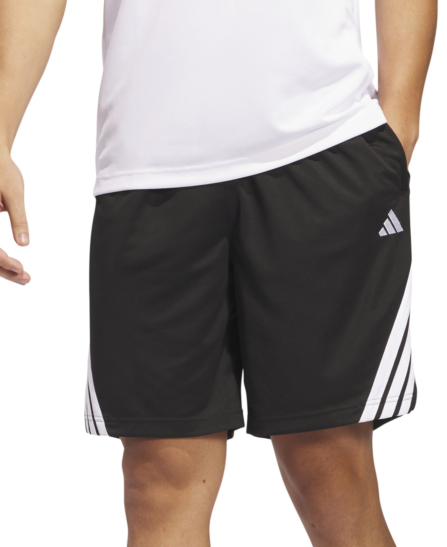Мужские шорты adidas Three Stripes Legends Basketball, цвет: Чёрный / Белый — фото 1