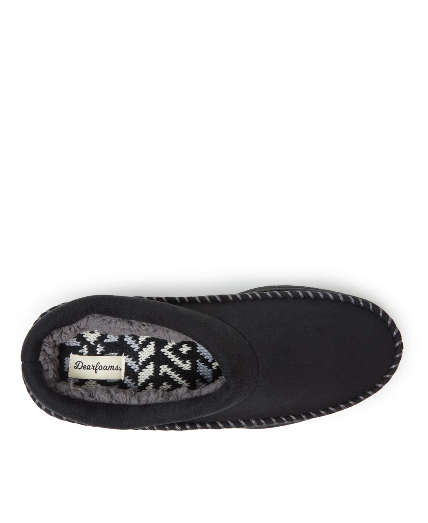 Мужские тапочки Dearfoams Thompson Moccasin Toe Clog House Shoe Slipper, цвет: Чёрный — фото 9