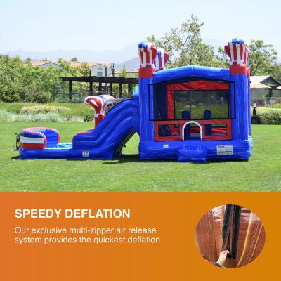 American Boxing Commercial Grade Bounce House Water Slide with Pool for Kids and Adults (with Blower), Basketball Hoop, Wet Dry Combo, Outdoor, Big Inflatable, Birthday Party Rental