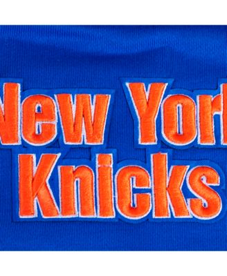 Women's Blue New York Knicks Area Code Cropped Pullover Sweatshirt