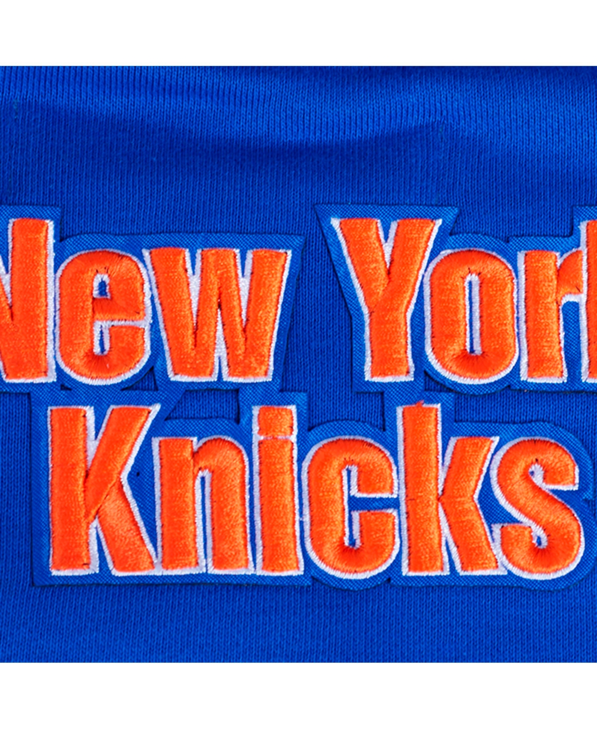 PRO STANDARD WOMEN'S BLUE NEW YORK KNICKS AREA CODE CROPPED PULLOVER SWEATSHIRT 