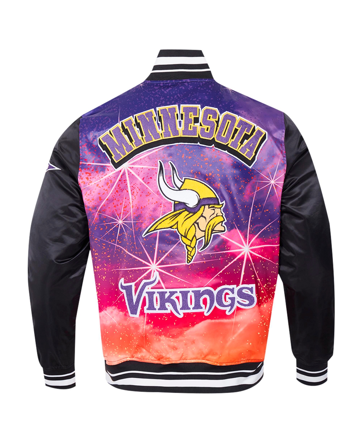 Pro Standard Men's Black Minnesota Vikings Sublimated Satin Full-snap Jacket In Black