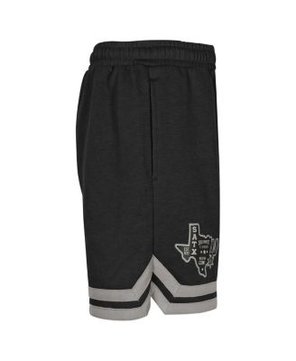 Big Boys and Girls Black San Antonio Spurs Teardrop Fleece Shorts