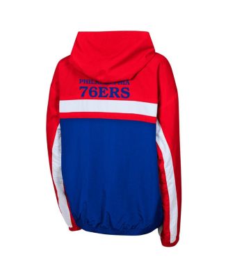 Big Boys and Girls Red Philadelphia 76ers Headliner Windbreaker Full-Zip Hoodie Jacket