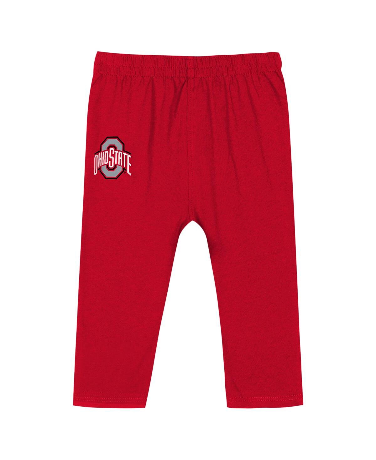 Outerstuff Baby Boys And Girls Scarlet Ohio State Buckeyes Double Up Long Sleeve Bodysuit Pant Set In Scarlet