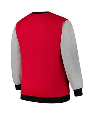 Men's Scarlet Ohio State Buckeyes Contrast Sleeve Large Chest Big Tall Pullover Sweatshirt