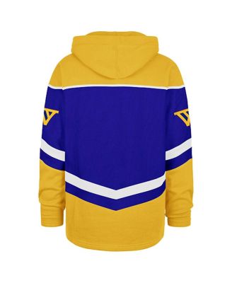 Men's Royal Golden State Warriors Oversized&nbsp;Tri-Satin Layup Lacer Pullover Hoodie