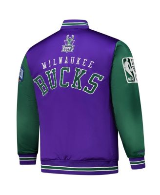 Men's Purple Milwaukee Bucks Hardwood Classic Primetime Full-Snap Satin Jacket