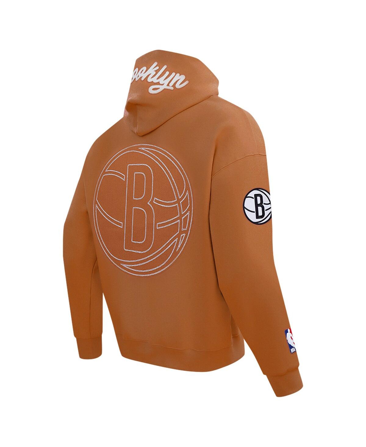 Pro Standard Men's Brown Brooklyn Nets Paint The City Drop Shoulder Pullover Hoodie In Brown