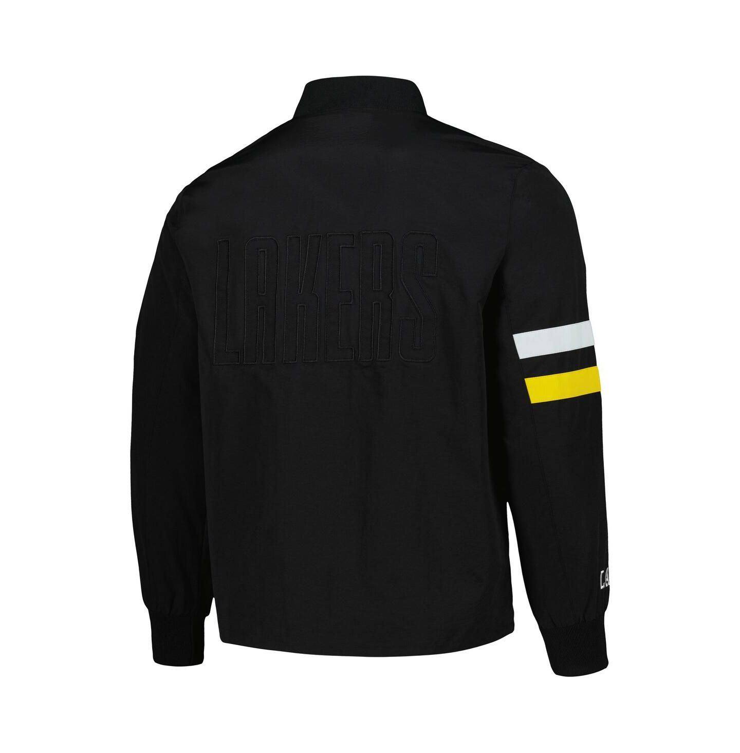 Куртка The Wild Collective Black Los Angeles Lakers Stitch Applique Full-Zip Bomber — фото 2