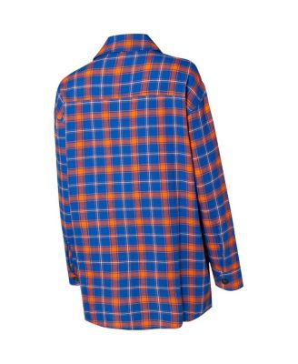 Women's Blue/Orange New York Knicks Boyfriend Button-Up Nightshirt