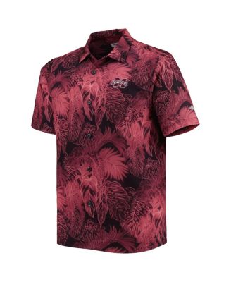 Men's Maroon Mississippi State Bulldogs Coast Luminescent Fronds IslandZone Button-Up Camp Shirt