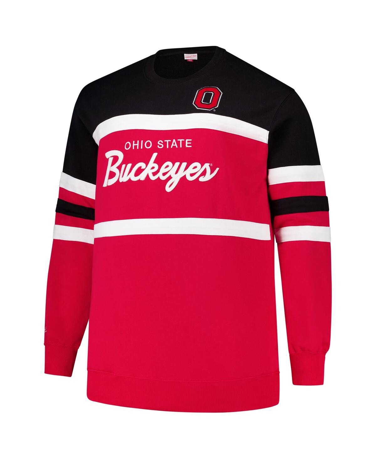 Mitchell & Ness Men's Scarlet Ohio State Buckeyes Big Tall Vintage Logo Head Coach Fleece Pullover Sweatshirt In Scarlet