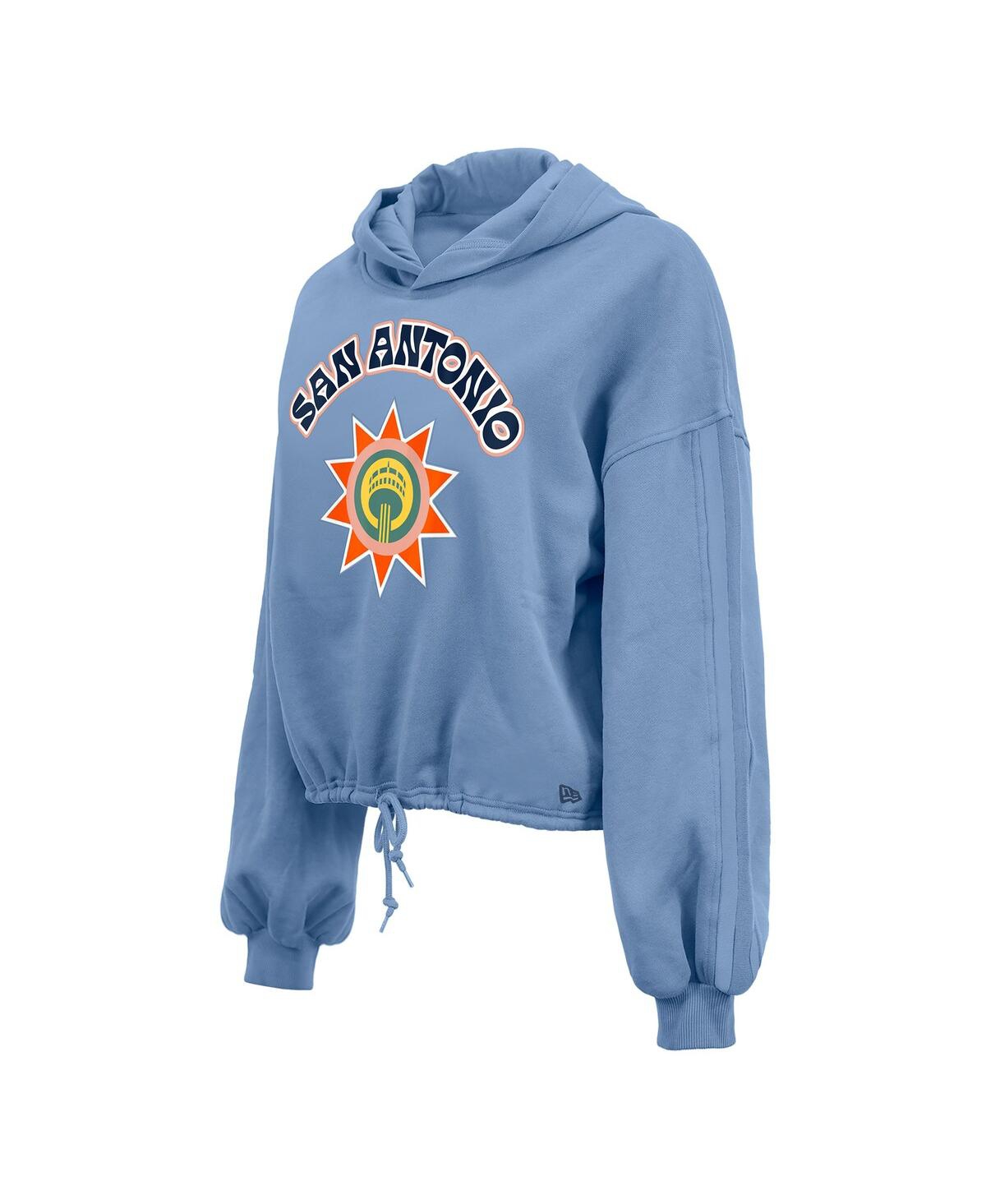 NEW ERA WOMEN'S LIGHT BLUE SAN ANTONIO SPURS 2024/25 CITY EDITION CROPPED PULLOVER HOODIE 