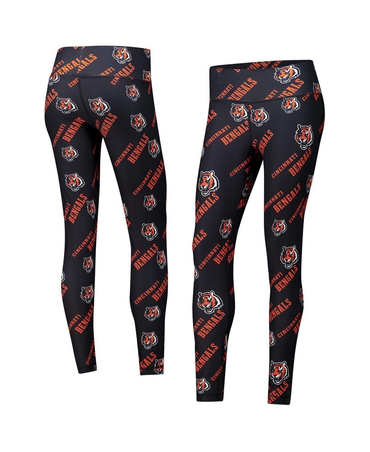 Women's Black Cincinnati Bengals Breakthrough Allover Print Knit Sleep Leggings - Black