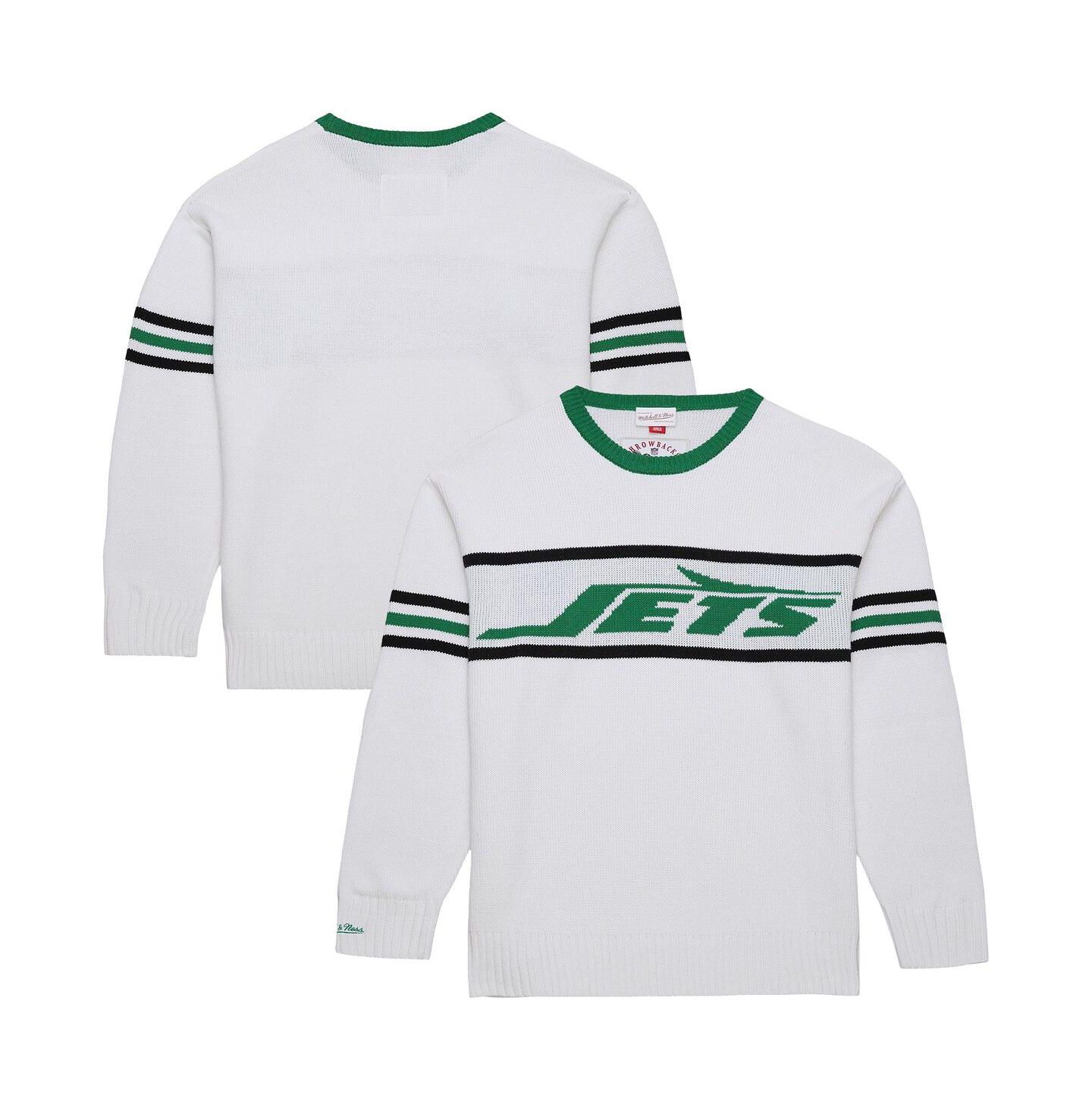 Мужской свитер Mitchell & Ness White New York Jets Throwback 1984 Pullover — фото 1