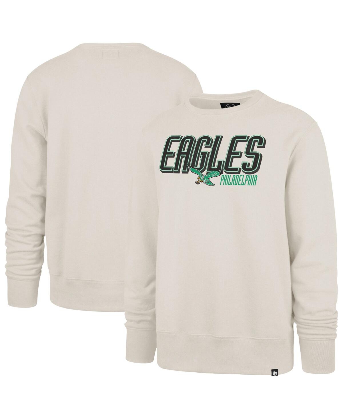 47 Brand Men's Cream Philadelphia Eagles Locked In Headline Pullover Sweatshirt In Cream