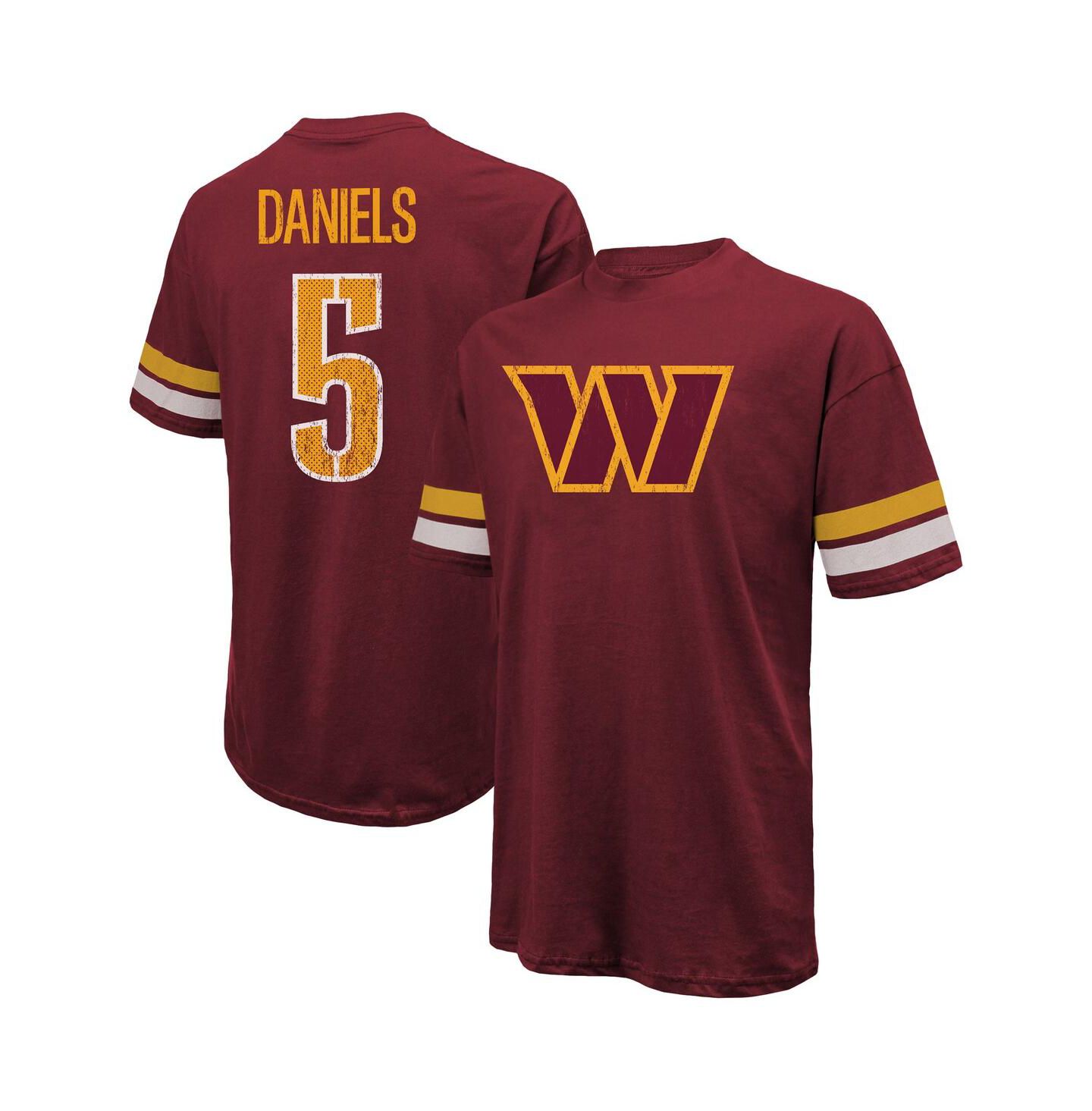 Мужская футболка Majestic Jayden Daniels Burgundy Washington Commanders Name & Number Oversize Fit — фото 1
