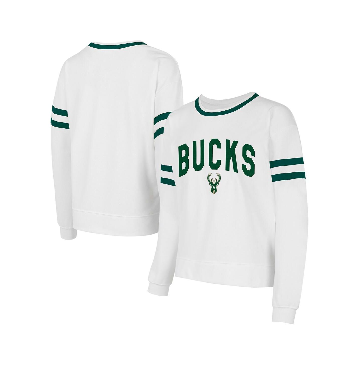 Женская толстовка Concepts Sport White Milwaukee Bucks Borough Pullover — фото 1