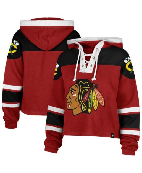 Женское худи '47 Brand Red Chicago Blackhawks Cropped Superior Lacer Pullover