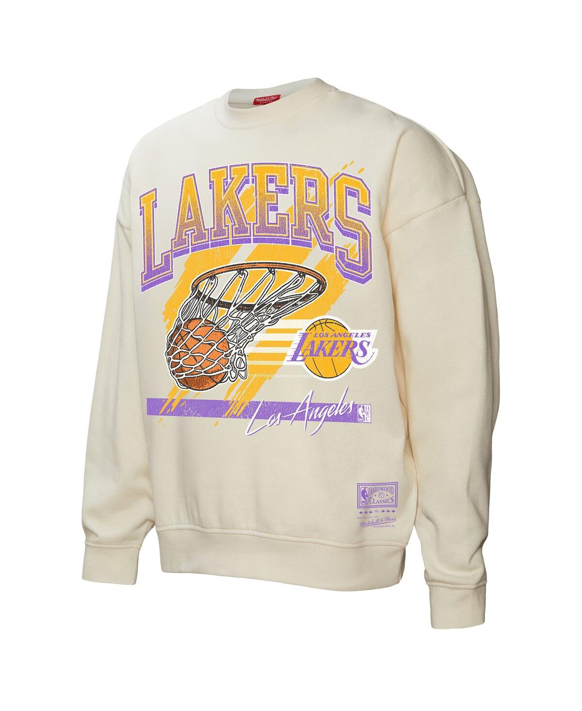 Mitchell & Ness Women's Cream Los Angeles Lakers Brush Bucket Pullover Sweatshirt In Neutral