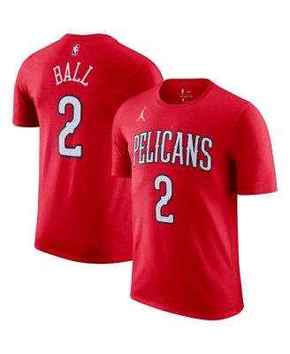Jordan - Men's Red New Orleans Pelicans 2020/21 Lonzo Ball Statement Name Number T-Shirt