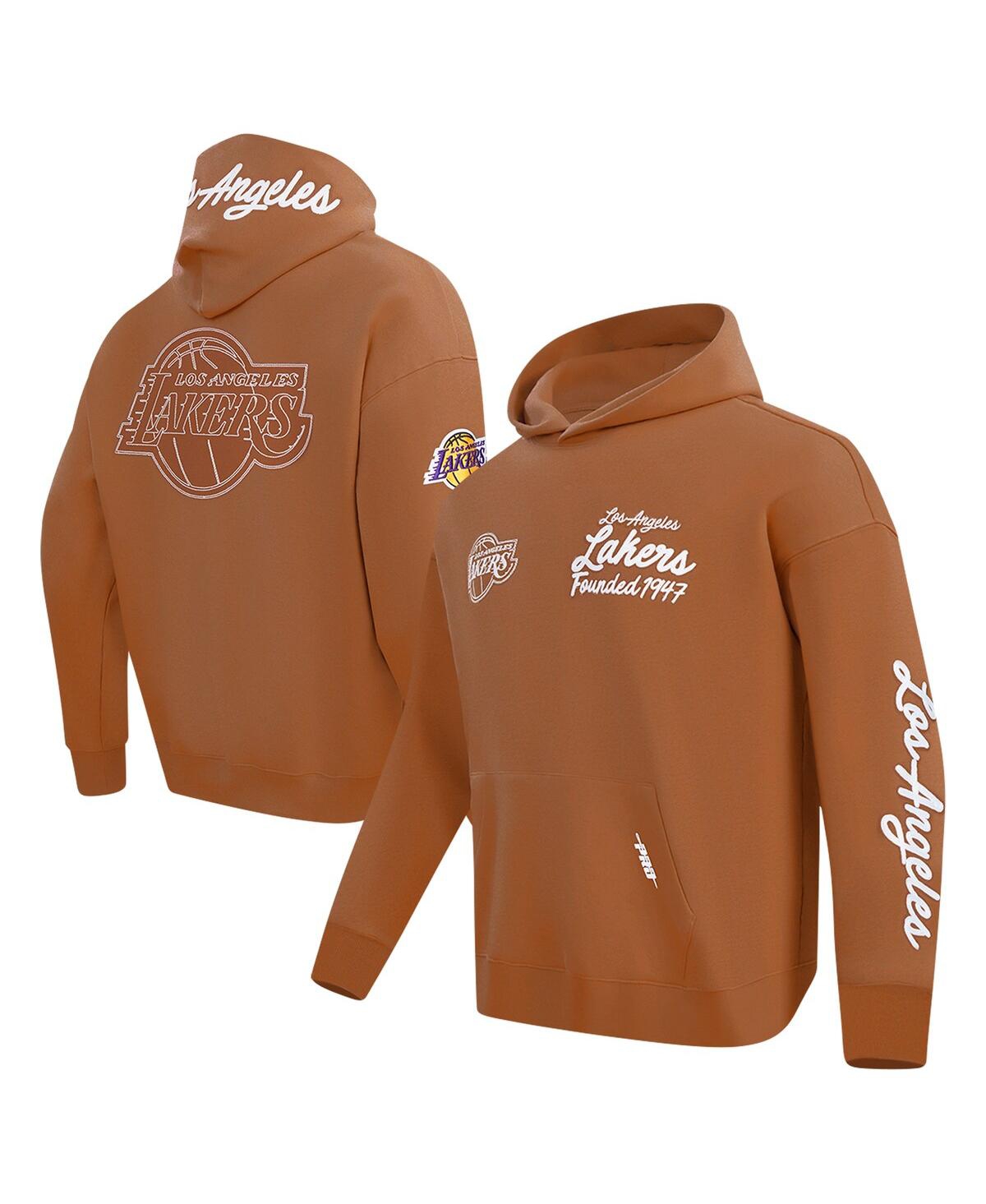 Pro Standard Brown Los Angeles Lakers Paint The City Drop Shoulder Pullover Hoodie In Brown