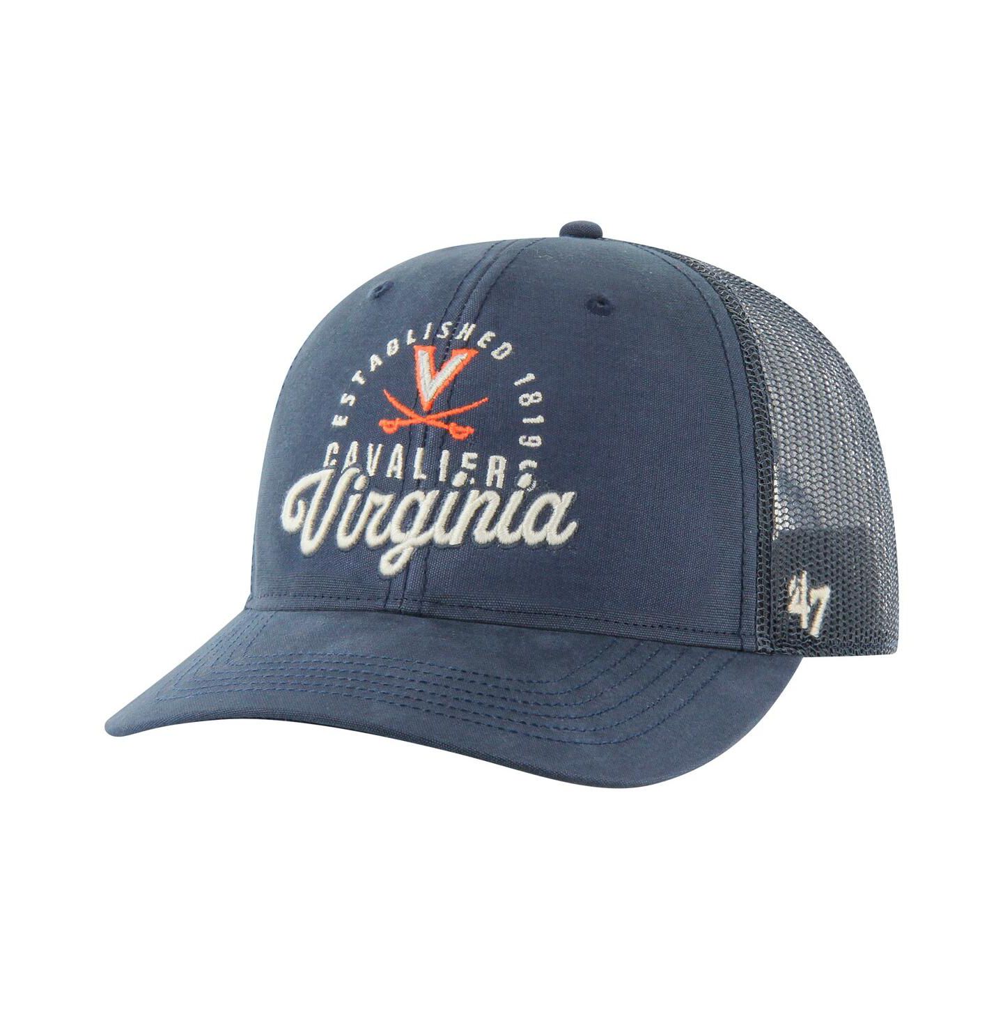 Мужская кепка '47 Brand Navy Virginia Cavaliers Pitstop Trucker Adjustable Hat — фото 1