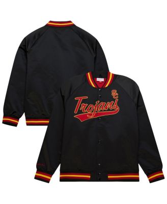 Mitchell & Ness - Men's Black USC Trojans Lightweight Satin Raglan Full-Snap Jacket