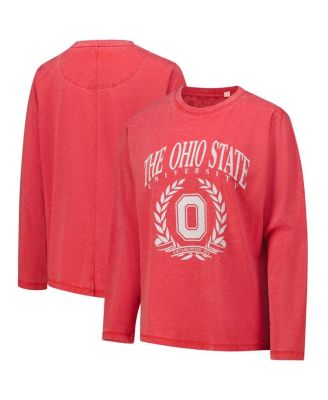 Pressbox - Women's Scarlet Ohio State Buckeyes Chandler Olive Leaf Arch Long Sleeve T-Shirt