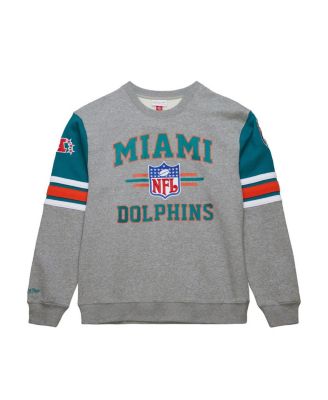 Men's Heather Gray Miami Dolphins All Over 4.0 Vintage Logo Pullover Sweatshirt