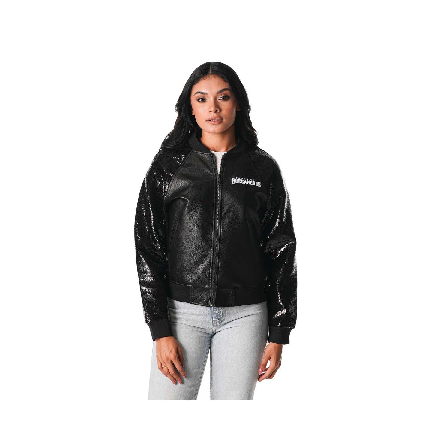 Женская куртка The Wild Collective Black Tampa Bay Buccaneers Sequin Full-Zip — фото 1