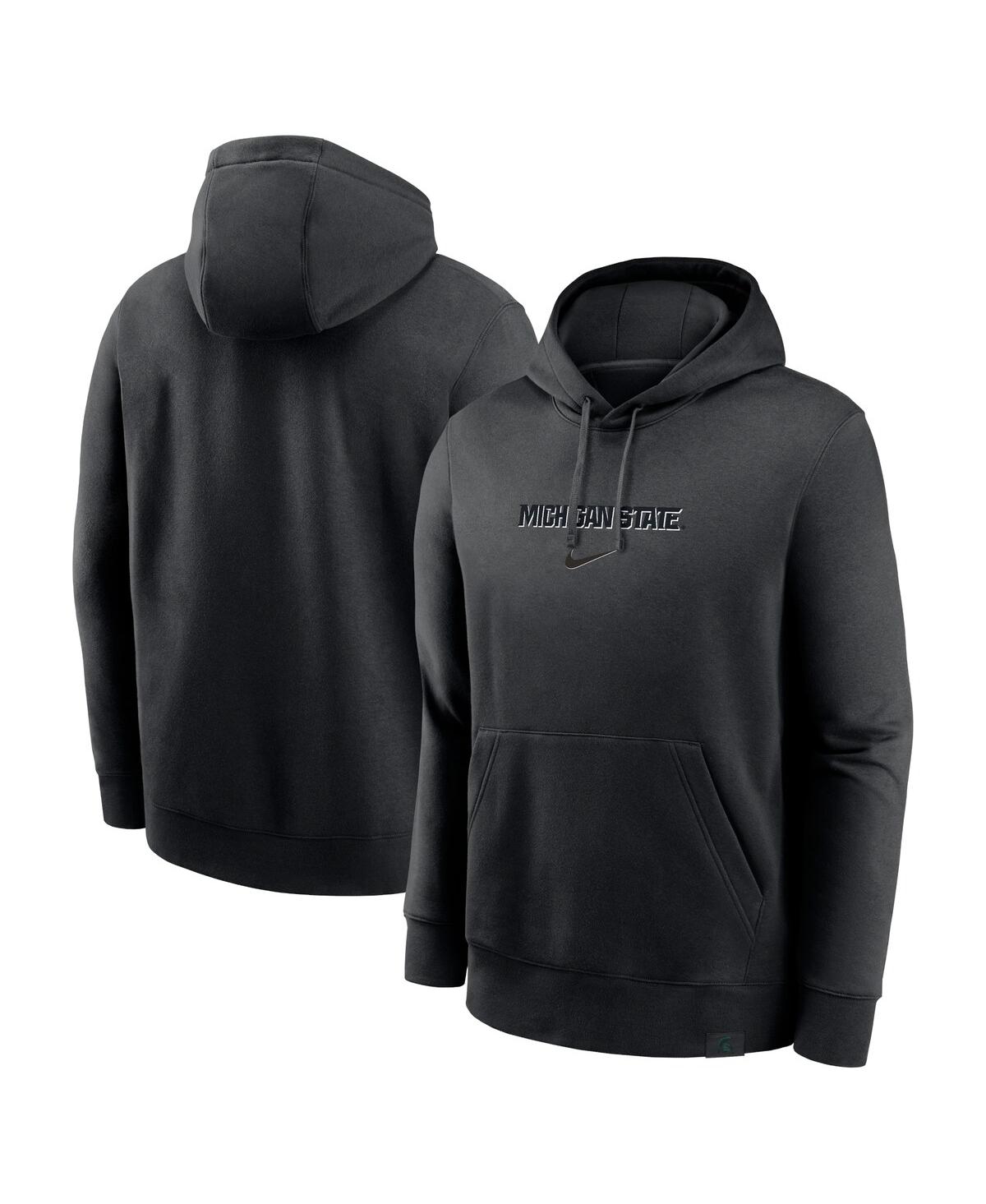 Nike Men's Black Michigan State Spartans Statement Wordmark Lockup Pullover Hoodie In Black