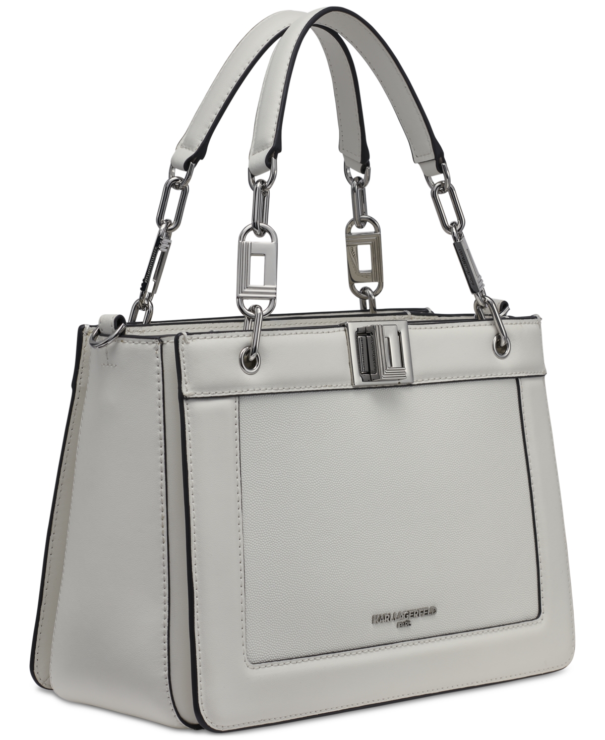 Karl Lagerfeld Ivette Small Leather Satchel In Winter White
