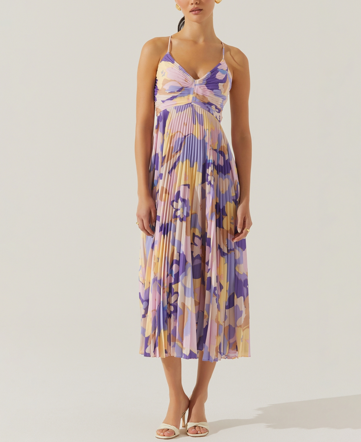 Astr Blythe Midi Dress In Purple Multi In Purple Multi