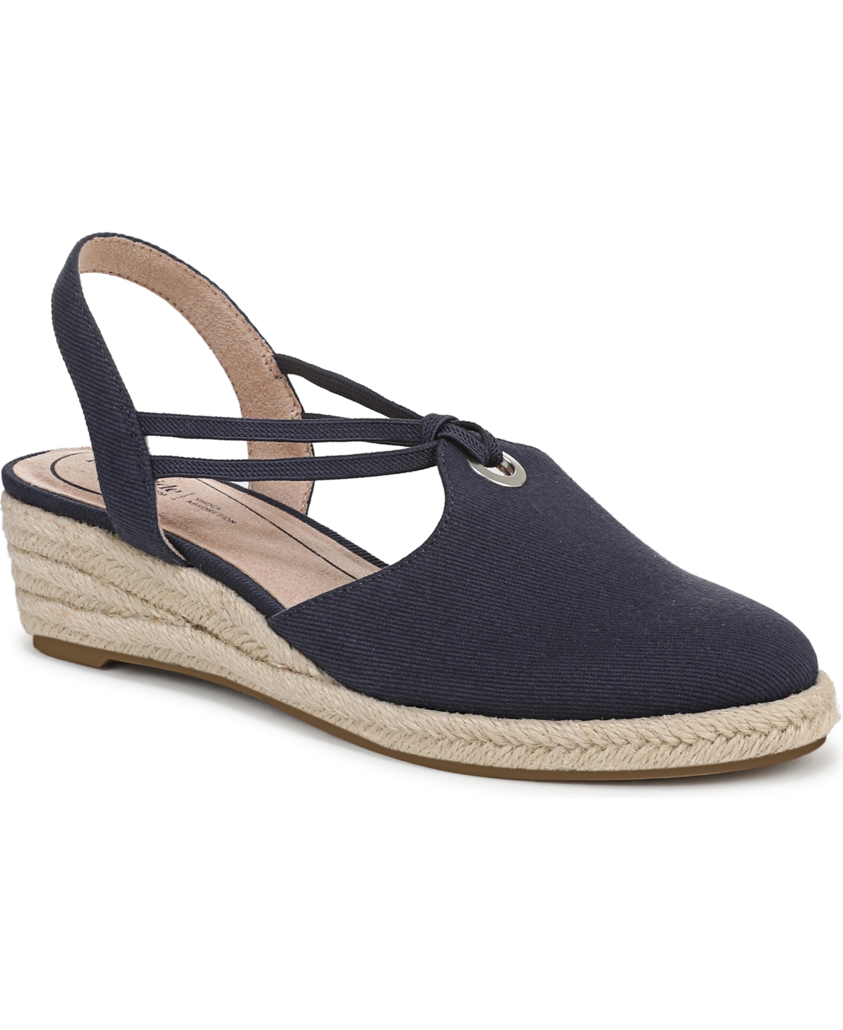 Shop Lifestride Women's Kennedy Closed Almond Toe Wedge Espadrilles In Lux Navy Canvas