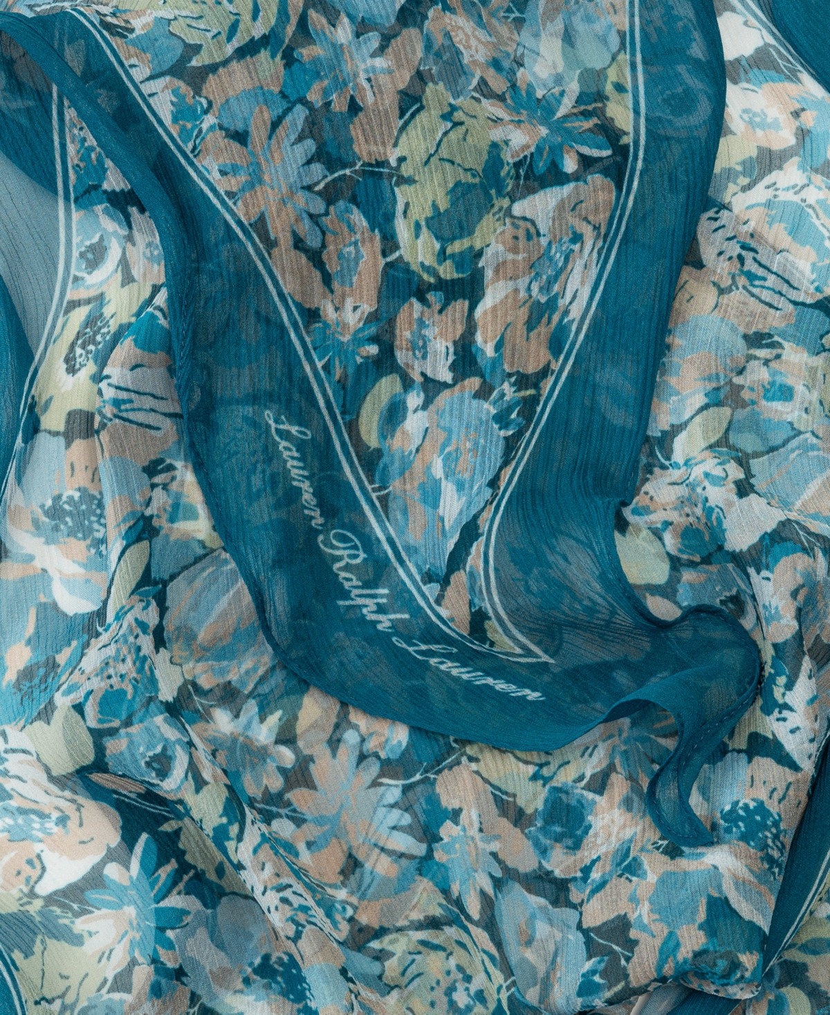 Shop Ralph Lauren Pre-spring Floral Diamond Scarf In Denim