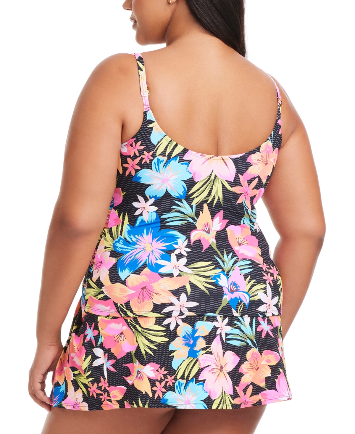 Bleu Rod Beattie Plus Size Sweet Escape Shirred Scoop-neck Underwire Tankini Top In Multi