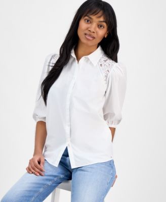 Women's 3/4-Sleeve Button-Up Blouse