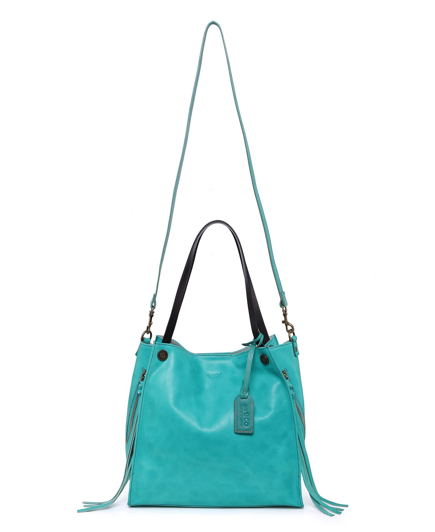 Женская сумка OLD TREND Daisy Large Leather Crossbody, цвет: Аквамариновый — фото 9