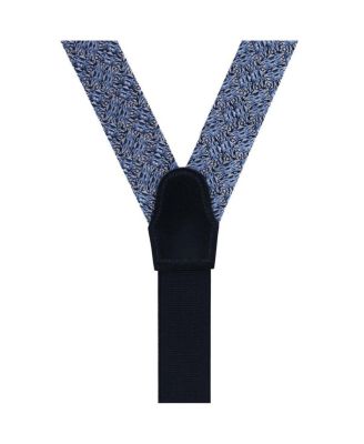 Men's Benito's Blue Basket Weave Pattern Silk Novelty Button End Suspenders