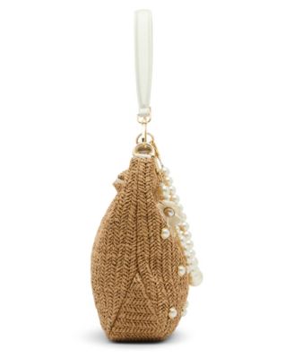 Straw Cultured Pearl Large Hobo Bag