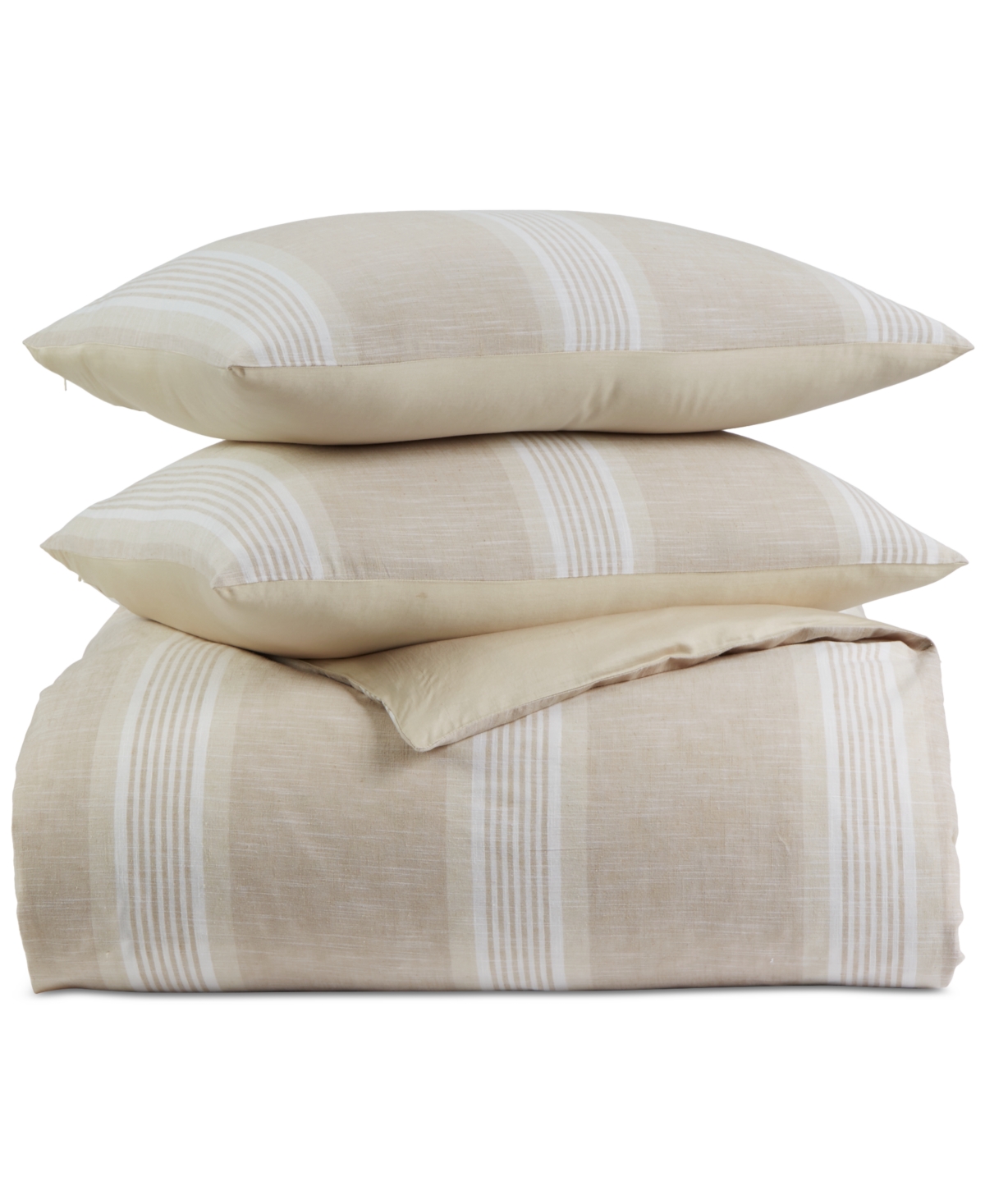Charter Club Cotton/linen Clifton Stripe 2-pc. Comforter Set, Twin, Exclusively At Macy's In Brown