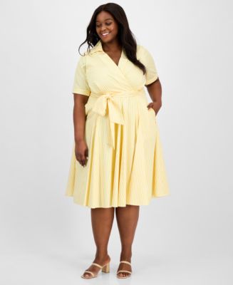 Tahari Plus Size Collared V-Neck Short-Sleeve Dress - Macy's
