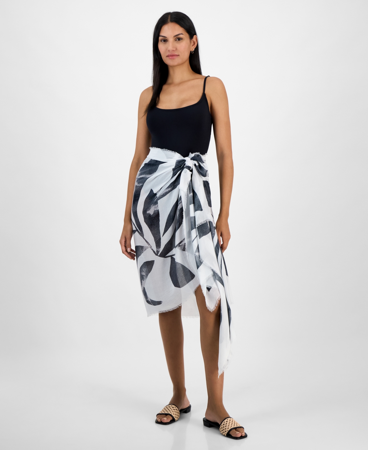 Oversized Palm-Print Wrap, Exclusively at Macy's - White