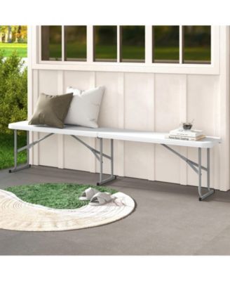 6 Feet Plastic Folding Bench Picnic Camping Dining Seat with Carrying Handle