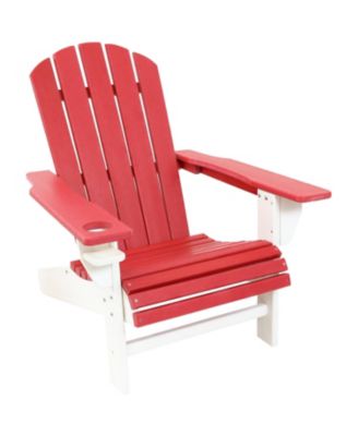 Plastic All-Weather Heavy-Duty Outdoor Adirondack Chair with Drink Holder